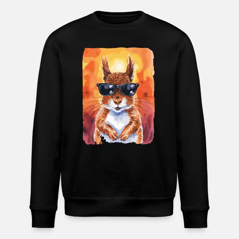 Cooles Eichhörnchen Mit Sonnenbrille - Stanley/Stella Unisex Bio-Sweatshirt ROLLER - Schwarz