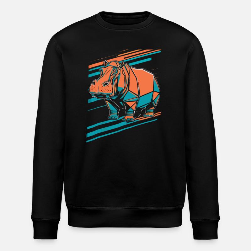 Geometrischer Hippo Kunst Design - Stanley/Stella Unisex Bio-Sweatshirt ROLLER - Schwarz