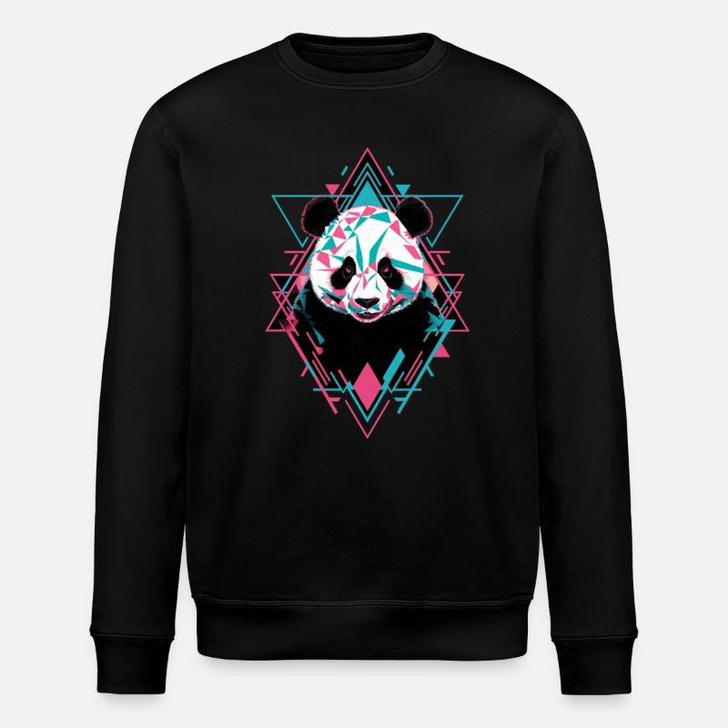 Geometric Panda Artwork - Stanley/Stella ROLLER Unisex Organic Sweatshirt - black