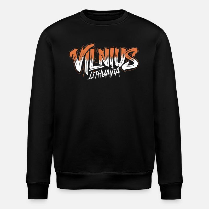 Vilnius Lithuania Souvenir - Stanley/Stella ROLLER Unisex Organic Sweatshirt - black