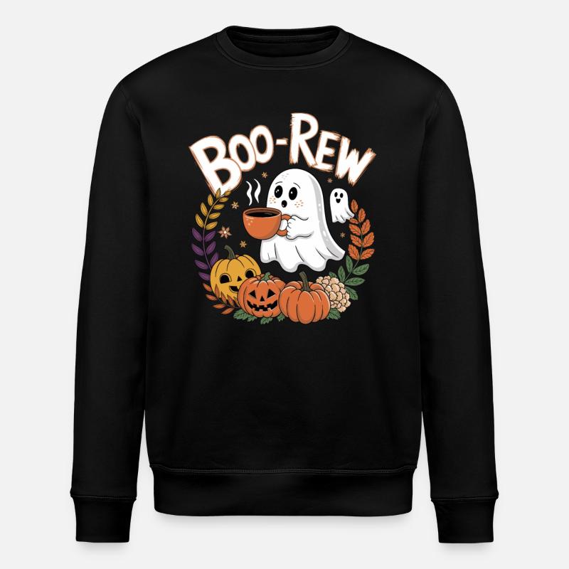 Halloween Boo-Rew Fantôme avec citrouille - Sweat bio ROLLER Stanley/Stella Unisexe - noir