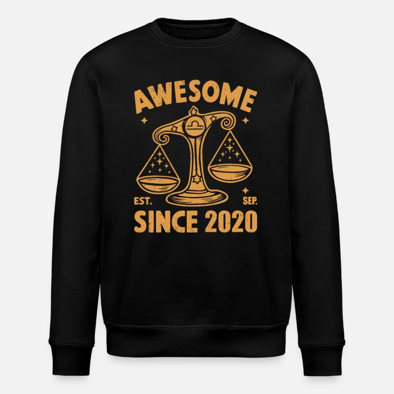 Awesome Since 2020 Libra Birthday - Stanley/Stella ROLLER Unisex Organic Sweatshirt - black