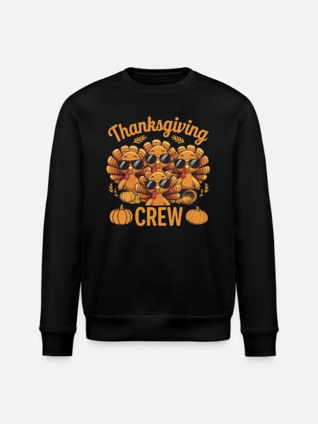 Thanksgiving Crew Sweet Turkeys - Stanley/Stella ROLLER Unisex Organic Sweatshirt - black