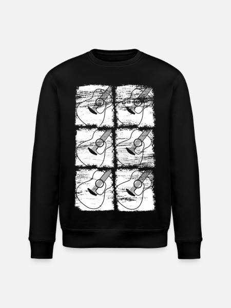 Guitar Drawing - Stanley/Stella ROLLER Unisex Organic Sweatshirt - black