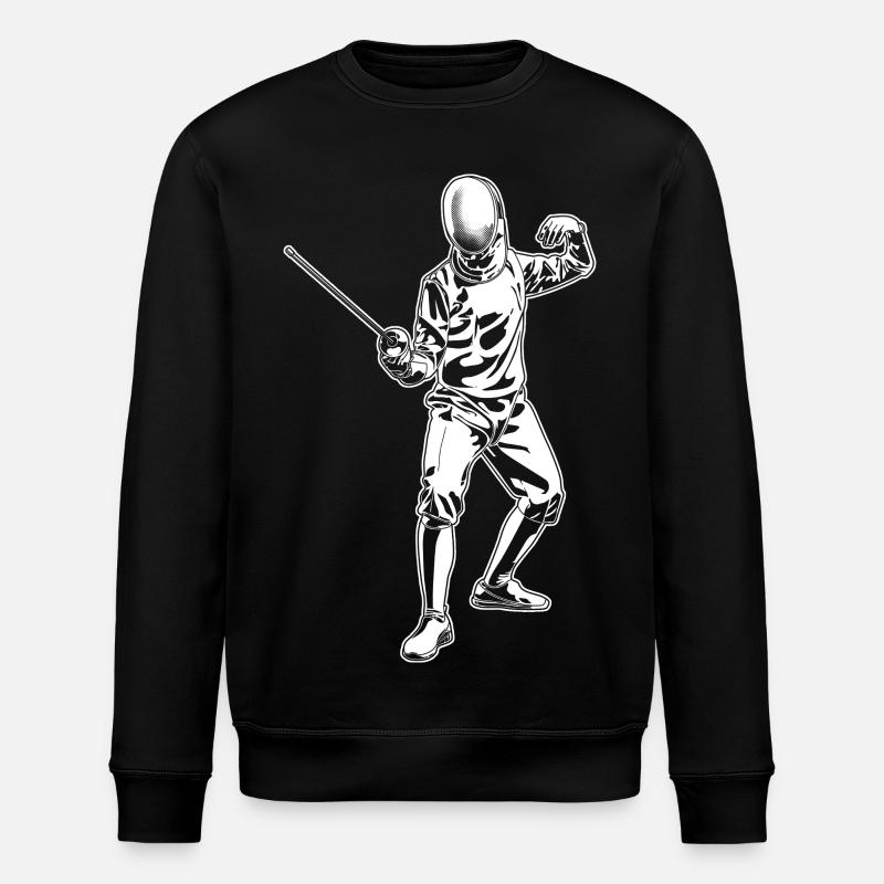Fencer Drawing - Stanley/Stella ROLLER Unisex Organic Sweatshirt - black
