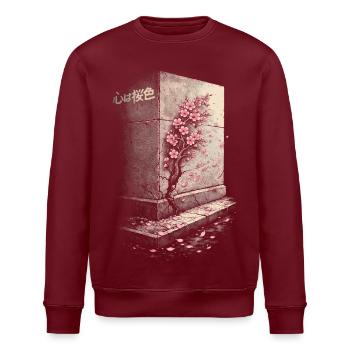 Kirschblüten Sakura Kirschblüte - Stanley/Stella Unisex Bio-Sweatshirt ROLLER - Burgunderrot - Vorne - Nik (191cm)