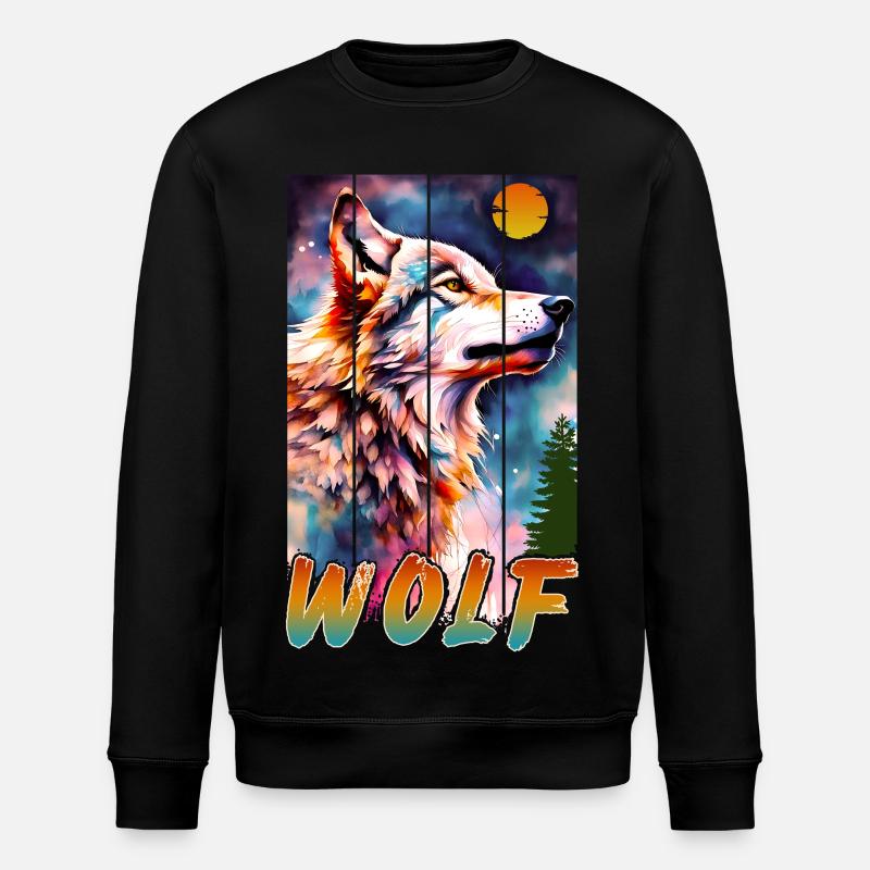 WOLF NATURE ART - Stanley/Stella ROLLER Unisex Organic Sweatshirt - black