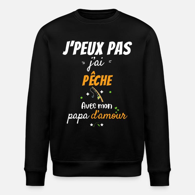Pêche en Famille - Sweat bio ROLLER Stanley/Stella Unisexe - noir