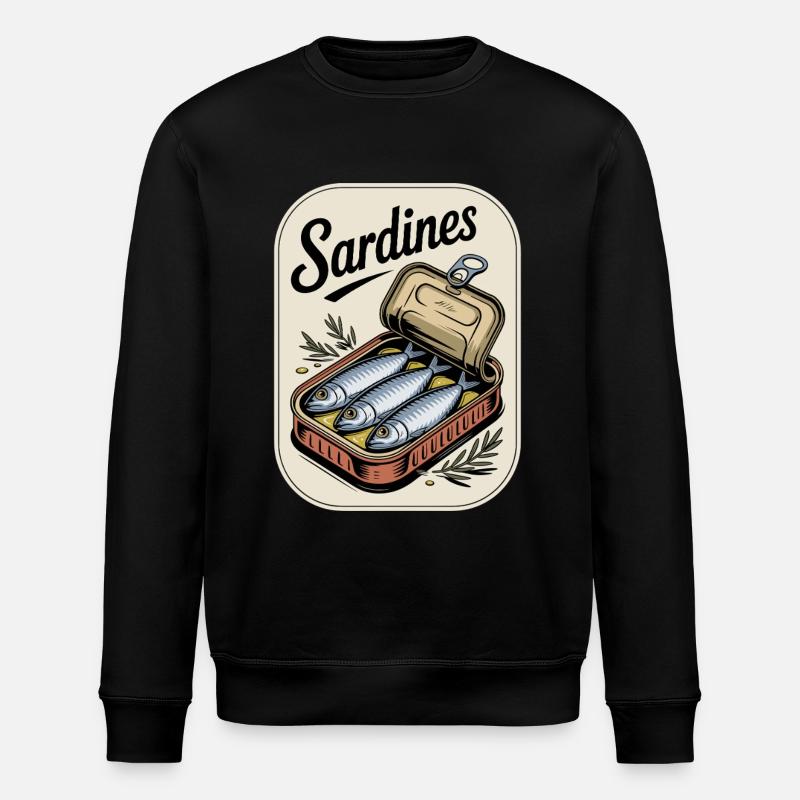 Sardines In Cans Illustration - Stanley/Stella ROLLER Unisex Organic Sweatshirt - black