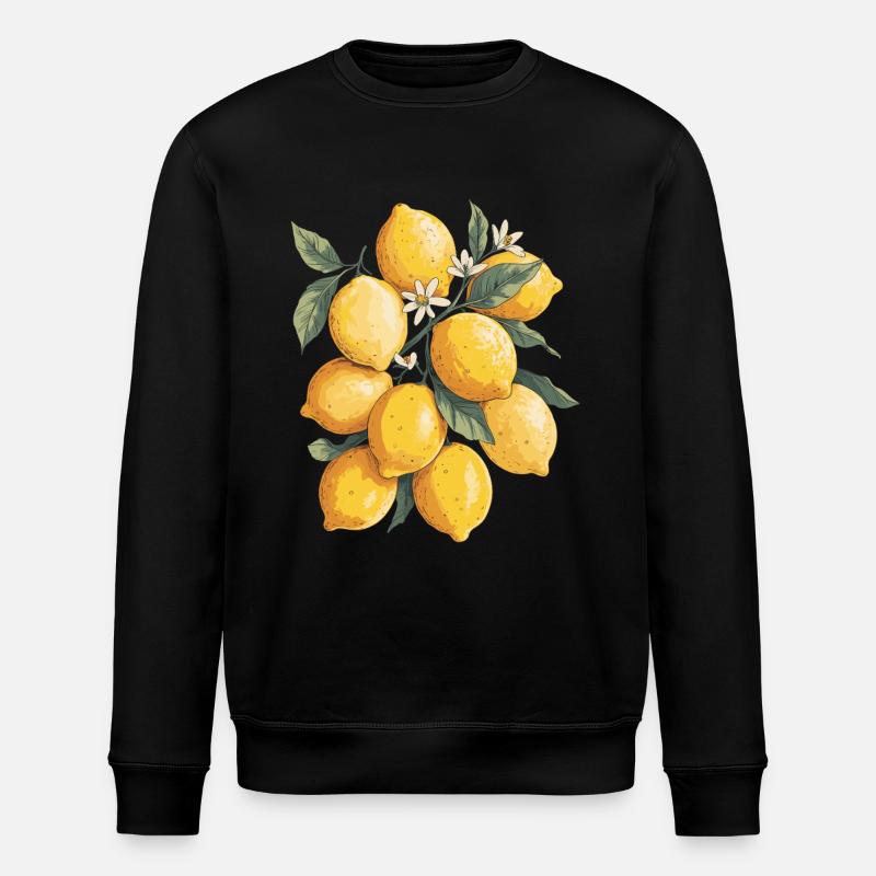 Lemons Illustration Lifelike - Stanley/Stella ROLLER Unisex Organic Sweatshirt - black