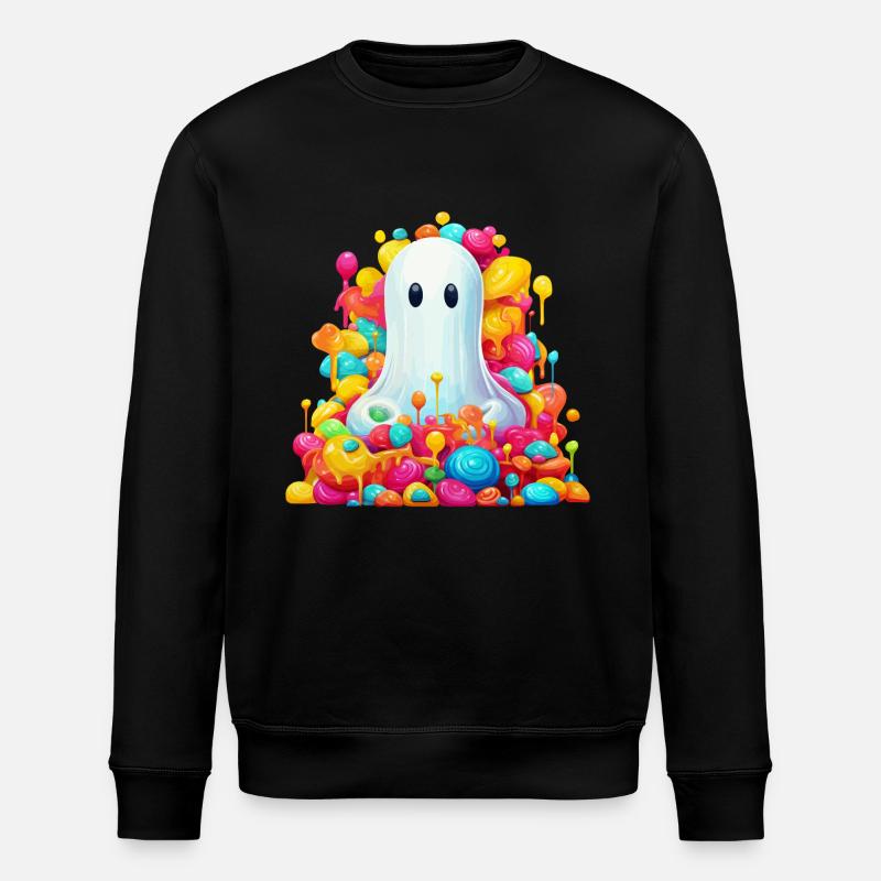 Cute Halloween ghost with candy - Stanley/Stella ROLLER Unisex Organic Sweatshirt - black
