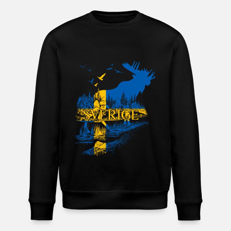 SVERIGE MOOSE DRAPEAU SUÉDOIS - Sweat bio ROLLER Stanley/Stella Unisexe - noir