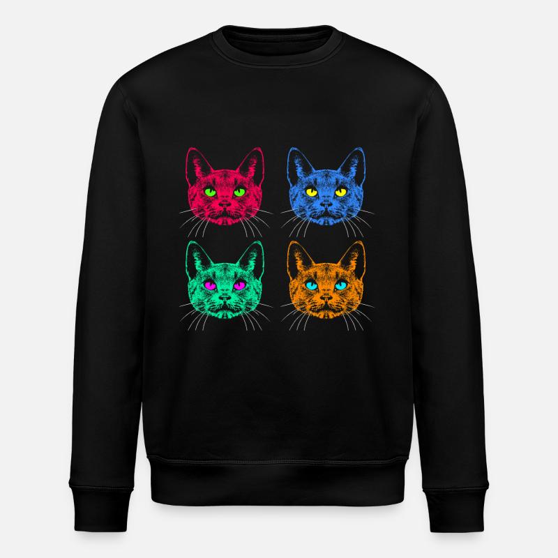 Vier Farben Katzen / Des chats comme Warhol - Sweat bio ROLLER Stanley/Stella Unisexe - noir
