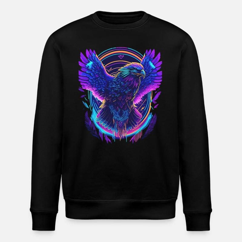 Flying Eagle Synthwave - Stanley/Stella ROLLER Unisex Organic Sweatshirt - black