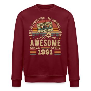 Avril 1991 Vintage Anniversaire Rétro Cadeau - Sweat bio ROLLER Stanley/Stella Unisexe - bordeaux - Devant - Nik (191cm)