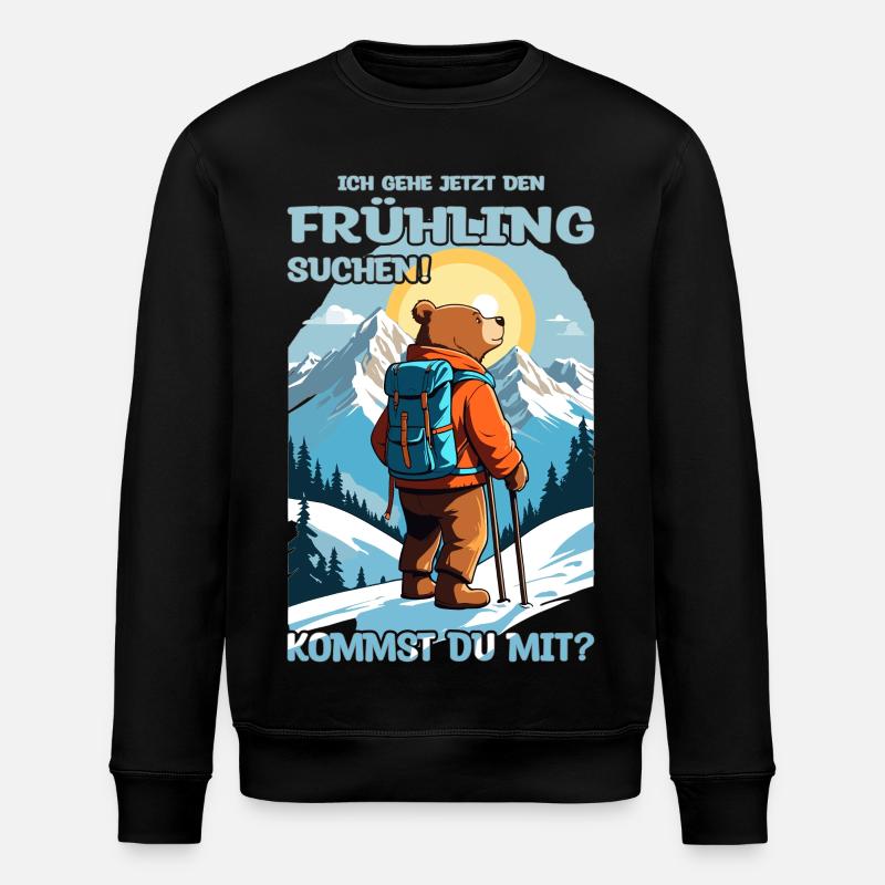 Bär sucht den Frühling - Stanley/Stella Unisex Bio-Sweatshirt ROLLER - Schwarz