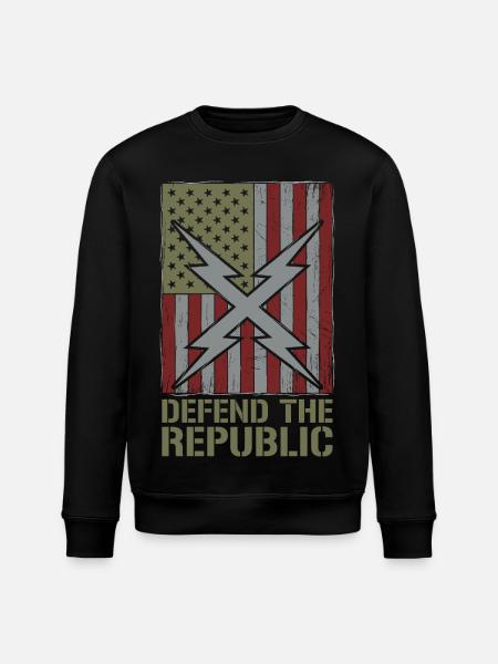 Defend The Republic USA Flag - Stanley/Stella ROLLER Unisex Organic Sweatshirt - black