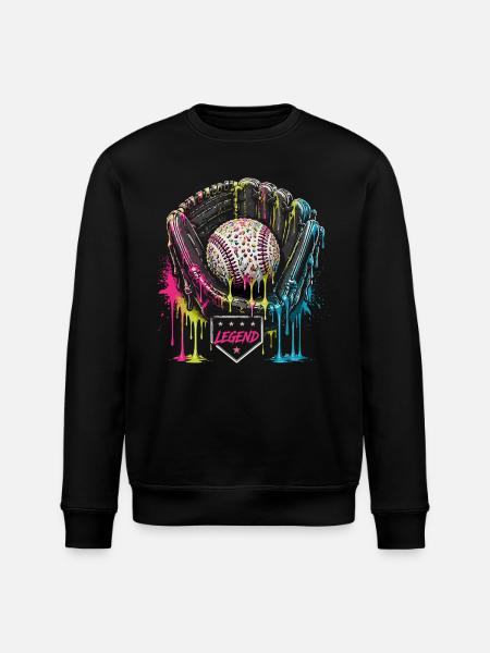 Baseball Handschuh Legend Bunt Grafik - Stanley/Stella Unisex Bio-Sweatshirt ROLLER - Schwarz