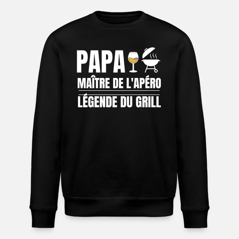 Papa Maître Apéro Gril Légende - Sweat bio ROLLER Stanley/Stella Unisexe - noir