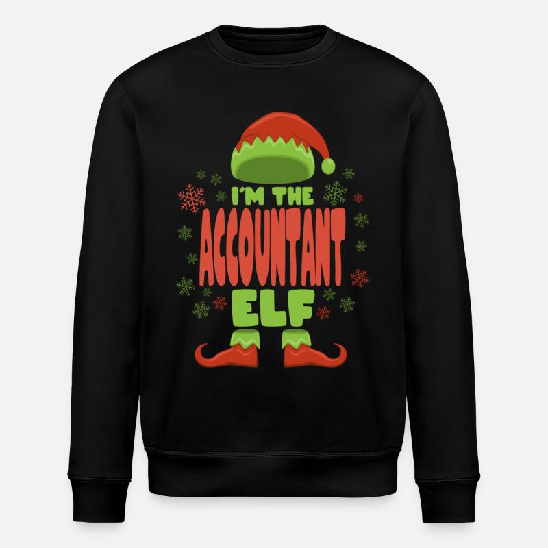 Accountant Christmas Elf - Stanley/Stella ROLLER Unisex Organic Sweatshirt - black