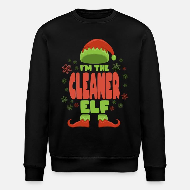 Cleaner Christmas Elf - Stanley/Stella ROLLER Unisex Organic Sweatshirt - black