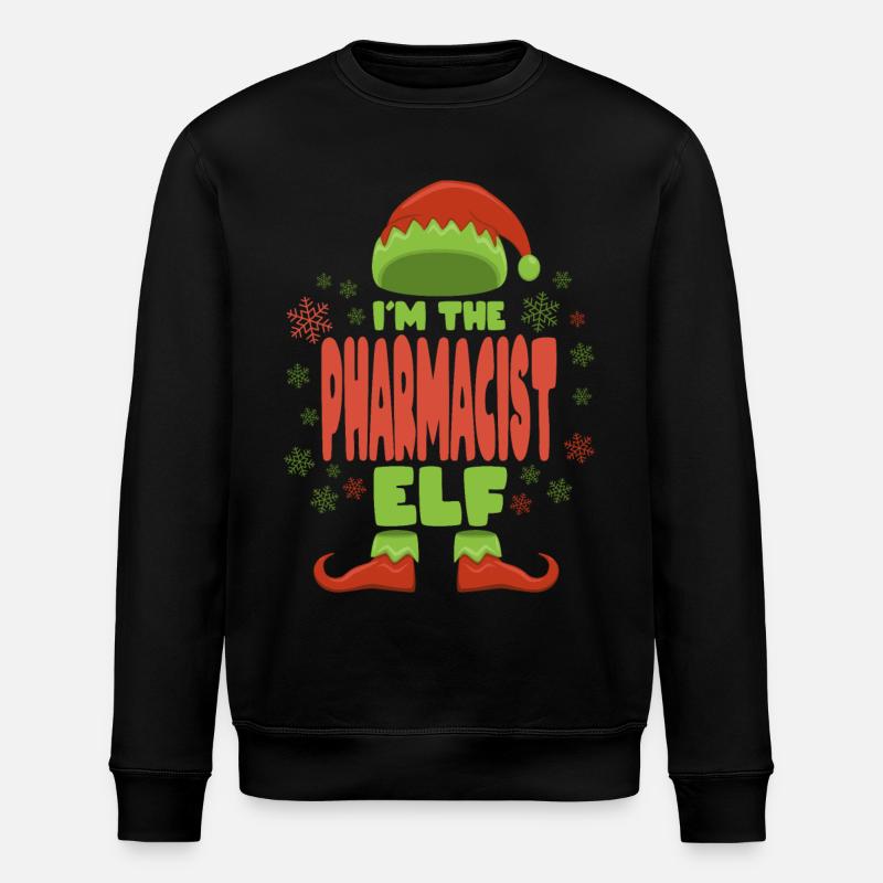 Pharmacist Christmas Elf - Stanley/Stella ROLLER Unisex Organic Sweatshirt - black