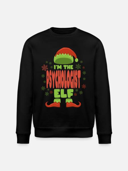 Psychologist Christmas Elf - Stanley/Stella ROLLER Unisex Organic Sweatshirt - black