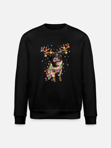 Christmas Piggie - Cute Piggy Xmas Holiday Pig - Stanley/Stella ROLLER Unisex Organic Sweatshirt - black