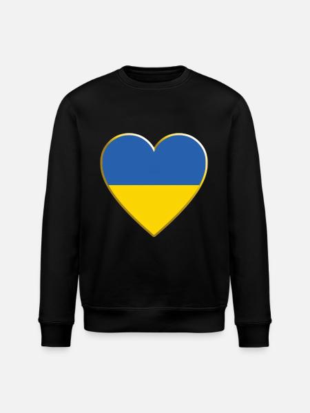 Ukraine Flag Heart, Ukrainian Flag - Stanley/Stella ROLLER Unisex Organic Sweatshirt - black
