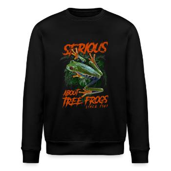 Ernsthaft über Rotaugenlaubfrösche seit 1961 - Stanley/Stella Unisex Bio-Sweatshirt ROLLER - Schwarz - Vorne - Nik (191cm)