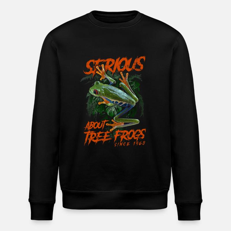 Ernsthaft mit Rotaugenlaubfröschen seit 1968 - Stanley/Stella Unisex Bio-Sweatshirt ROLLER - Schwarz
