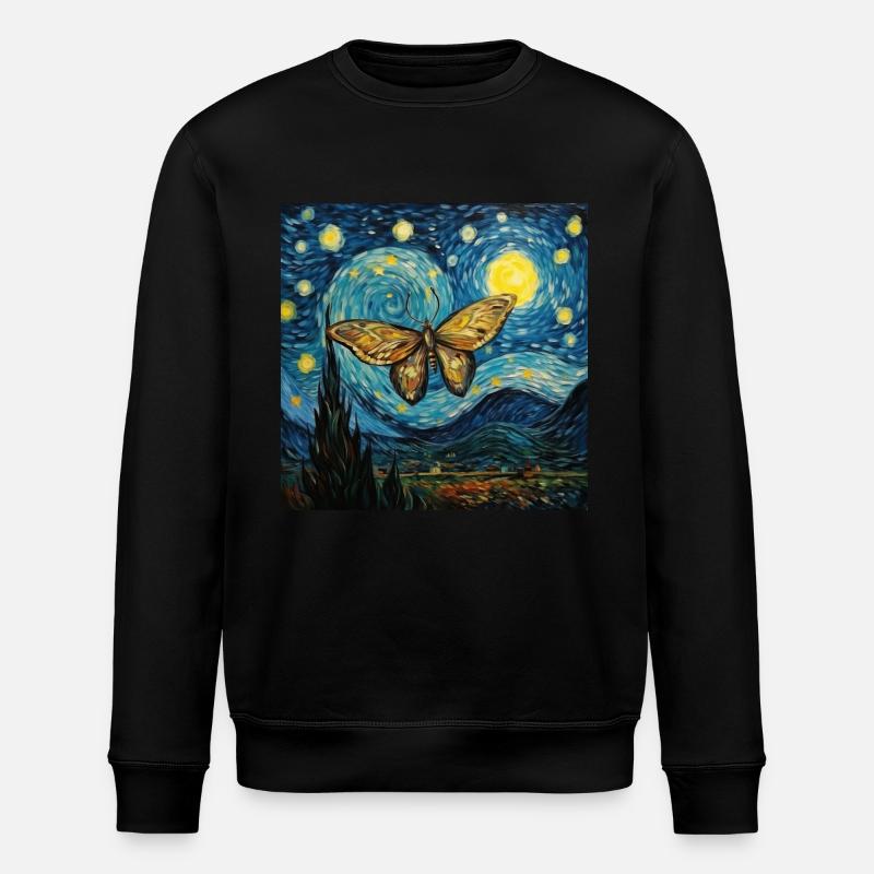 motte, van gogh, sternennacht, tier - Stanley/Stella Unisex Bio-Sweatshirt ROLLER - Schwarz