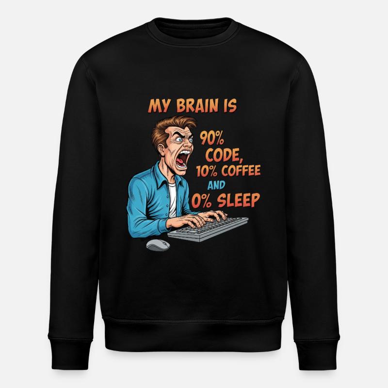 0% Sleep: Code & Coffee Power! - Stanley/Stella ROLLER Unisex Organic Sweatshirt - black