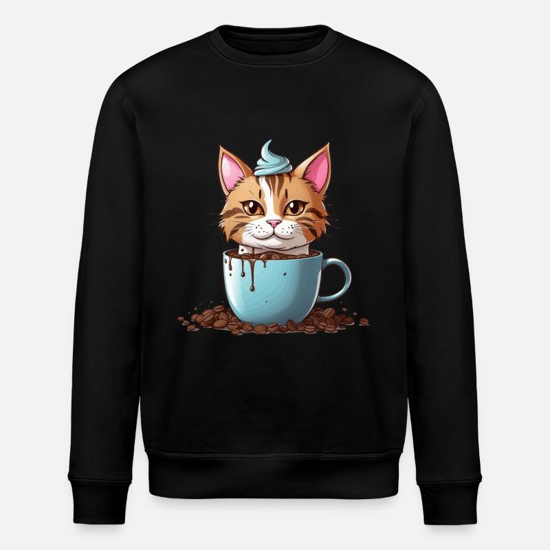 KATZEN LIEBE KAFFEE KATZE - Stanley/Stella Unisex Bio-Sweatshirt ROLLER - Schwarz