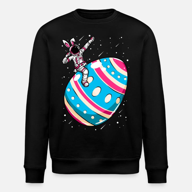 Astronaut - space easter egg - Stanley/Stella ROLLER Unisex Organic Sweatshirt - black