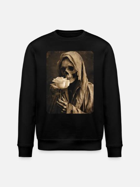Death with a white rose - Stanley/Stella ROLLER Unisex Organic Sweatshirt - black