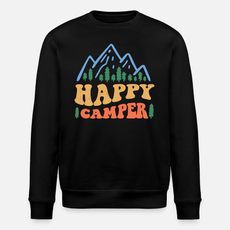 Happy Camper Retro - Stanley/Stella ROLLER Unisex Organic Sweatshirt - black