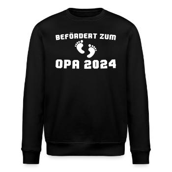 Befördert zum Opa 2024 Werdender Großvater - Stanley/Stella Unisex Bio-Sweatshirt ROLLER - Schwarz - Vorne - Nik (191cm)