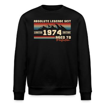 Geboren 1974 Jahrgang Berge Geburtstag - Stanley/Stella Unisex Bio-Sweatshirt ROLLER - Schwarz - Vorne - Nik (191cm)
