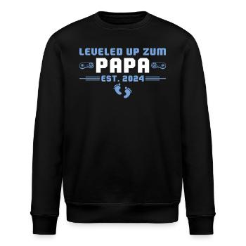 Leveled up zum Vater 2024 Werdender Papa - Stanley/Stella Unisex Bio-Sweatshirt ROLLER - Schwarz - Vorne - Nik (191cm)