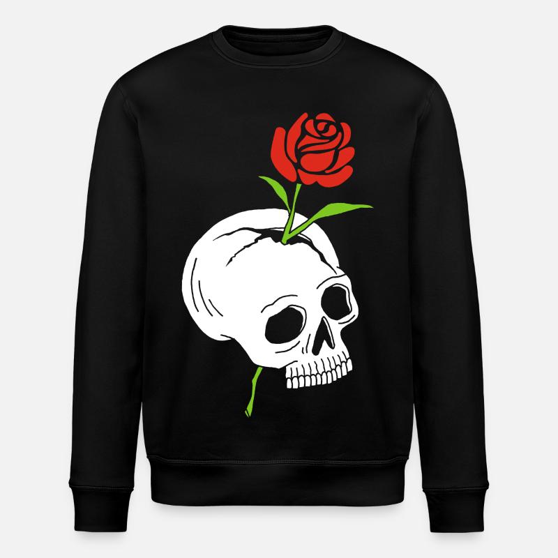 The skull and the rose - Stanley/Stella ROLLER Unisex Organic Sweatshirt - black