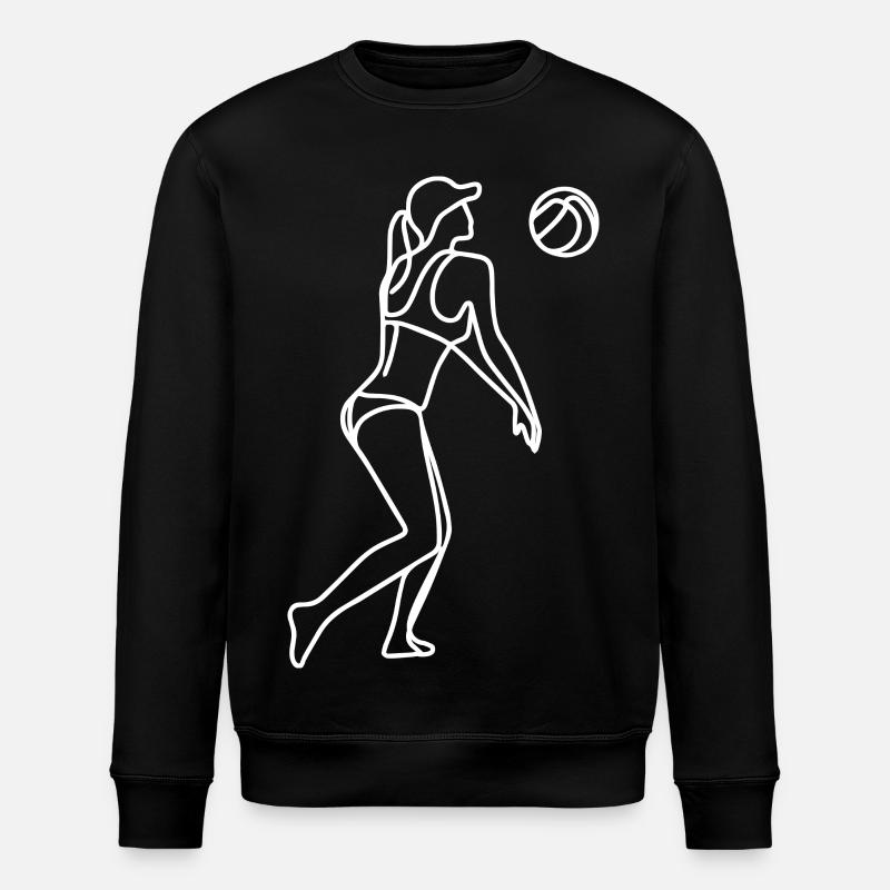 Beach volleyball player drawing - Stanley/Stella ROLLER Unisex Organic Sweatshirt - black