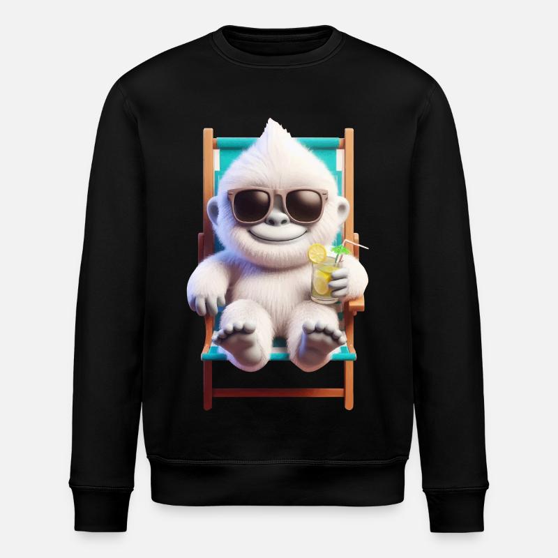 Yeti Monster im Sonnenstuhl - Stanley/Stella Unisex Bio-Sweatshirt ROLLER - Schwarz