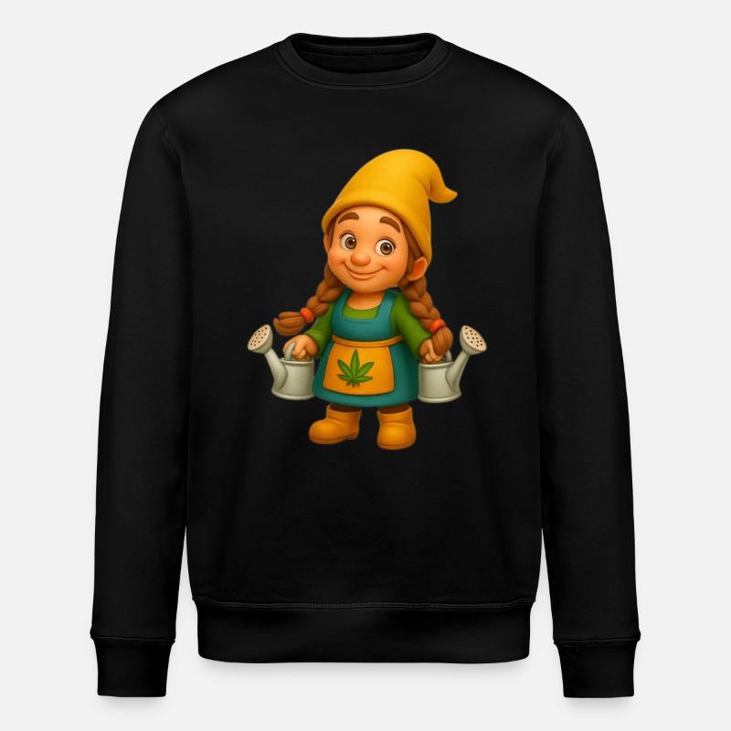 Zwergin mit Gießkannen - Stanley/Stella Unisex Bio-Sweatshirt ROLLER - Schwarz
