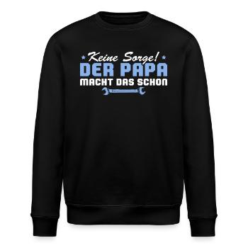 Papa macht das schon Vatertag - Stanley/Stella Unisex Bio-Sweatshirt ROLLER - Schwarz - Vorne - Nik (191cm)