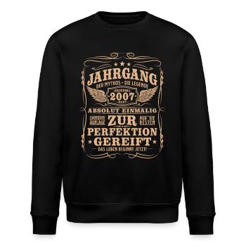 Jahrgang 2007 geboren Geburtstag Retro Geschenk - Stanley/Stella Unisex Bio-Sweatshirt ROLLER - Schwarz - Vorne - Nik (191cm)