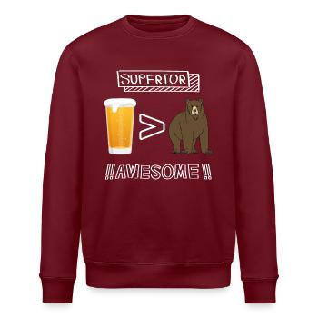 Erstklassiges Bier bei uns - Stanley/Stella Unisex Bio-Sweatshirt ROLLER - Burgunderrot - Vorne - Nik (191cm)