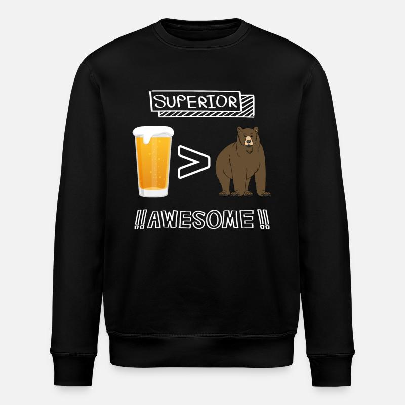 Bière supérieure a Ours - Sweat bio ROLLER Stanley/Stella Unisexe - noir