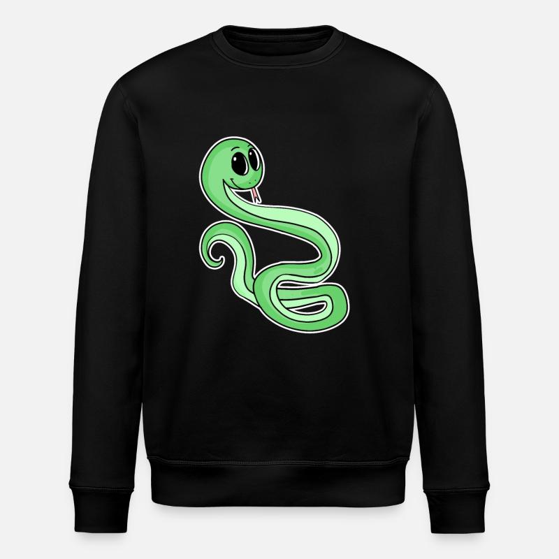 Snake Green Motif - Stanley/Stella ROLLER Unisex Organic Sweatshirt - black