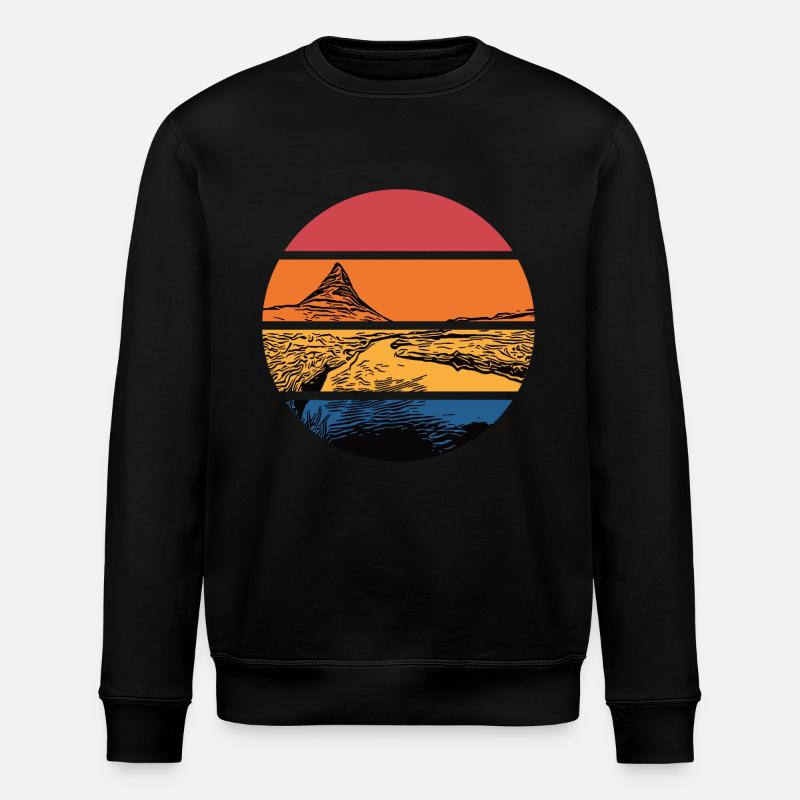 River at sunset with mountain - Stanley/Stella ROLLER Unisex Organic Sweatshirt - black